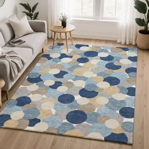 Luxury Washable Kenner Blue 8\' x 10\' Rug