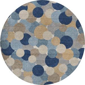 Luxury Washable Kenner Blue 8' x 8' Round Rug