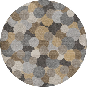 Luxury Washable Kenner Gray 8' x 8' Round Rug
