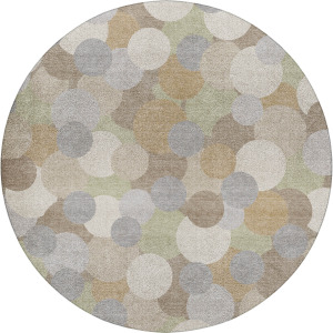 Luxury Washable Kenner Khaki 8' x 8' Round Rug