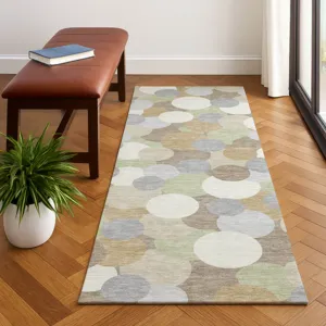 Luxury Washable Kenner Khaki 2\'3\" x 7\'6\" Runner Rug