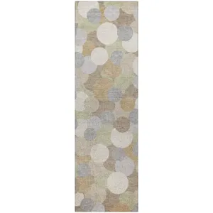 Luxury Washable Kenner Khaki 2'3" x 7'6" Runner Rug