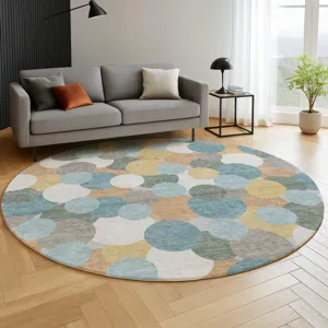Luxury Washable Kenner Seaside 8\' x 8\' Round Rug