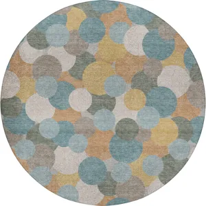 Luxury Washable Kenner Seaside 8\' x 8\' Round Rug