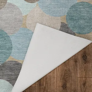 Luxury Washable Kenner Turquoise 6\'6\" x 9\'6\" Rug