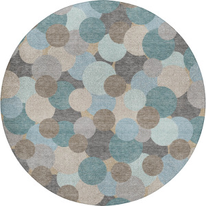 Luxury Washable Kenner Turquoise 8' x 8' Round Rug