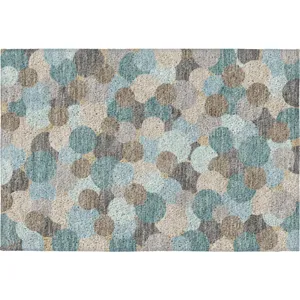 Luxury Washable Kenner Turquoise 1\'8\" x 2\'6\" Rug