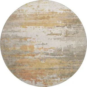 Luxury Washable Lumara Khaki 8' x 8' Round Rug