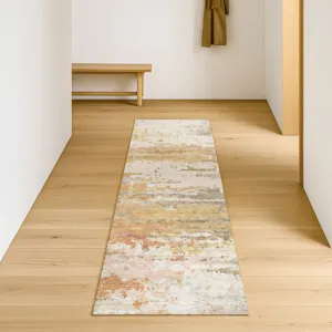 Luxury Washable Lumara Khaki 2\'3\" x 7\'6\" Runner Rug