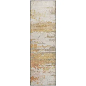 Luxury Washable Lumara Khaki 2\'3\" x 7\'6\" Runner Rug