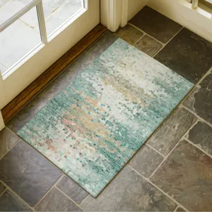 Luxury Washable Lumara Seafoam 1\'8\" x 2\'6\" Rug