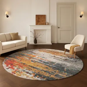 Luxury Washable Lumara Volcano 8\' x 8\' Round Rug