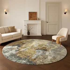 Luxury Washable Lumara Khaki 8\' x 8\' Round Rug