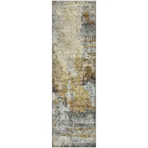 Luxury Washable Lumara Khaki 2'3" x 7'6" Runner Rug