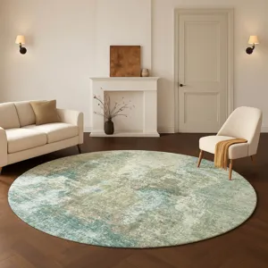 Luxury Washable Lumara Seafoam 8\' x 8\' Round Rug