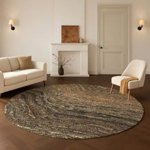 Luxury Washable Lumara Brown 8\' x 8\' Round Rug