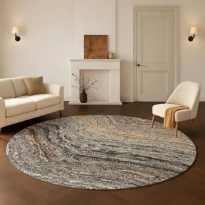 Luxury Washable Lumara Pewter 8\' x 8\' Round Rug