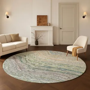 Luxury Washable Lumara Sage 8\' x 8\' Round Rug