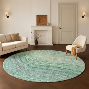 Luxury Washable Lumara Teal 8\' x 8\' Round Rug