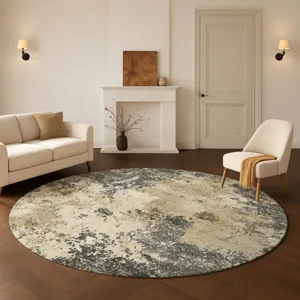 Luxury Washable Lumara Pewter 8\' x 8\' Round Rug