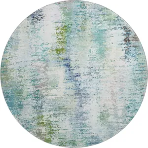 Luxury Washable Lumara Aqua 8' x 8' Round Rug