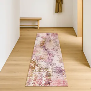 Luxury Washable Lumara Blush 2\'3\" x 7\'6\" Runner Rug