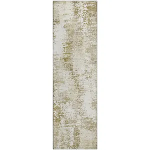 Luxury Washable Lumara Khaki 2\'3\" x 7\'6\" Runner Rug