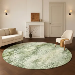 Luxury Washable Lumara Olive 8\' x 8\' Round Rug
