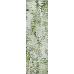 Luxury Washable Lumara Olive 2'3" x 7'6" Runner Rug