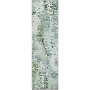 Luxury Washable Lumara Sage 2\'3\" x 7\'6\" Runner Rug