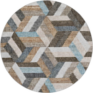 Luxury Washable Lorenzo Brown 8' x 8' Round Rug