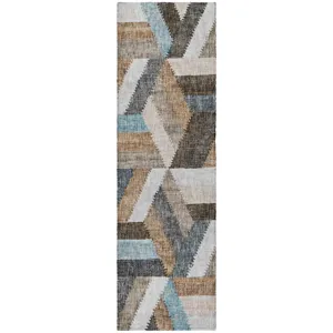 Luxury Washable Lorenzo Brown 2\'3\" x 7\'6\" Runner Rug