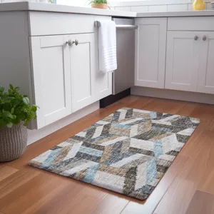 Luxury Washable Lorenzo Brown 1\'8\" x 2\'6\" Rug