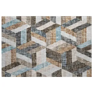 Luxury Washable Lorenzo Brown 1\'8\" x 2\'6\" Rug