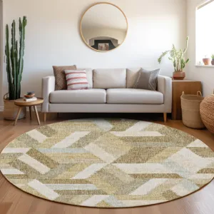 Luxury Washable Lorenzo Tan 8\' x 8\' Round Rug