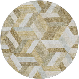Luxury Washable Lorenzo Tan 8' x 8' Round Rug
