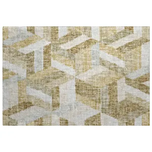 Luxury Washable Lorenzo Tan 1\'8\" x 2\'6\" Rug