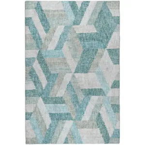 Luxury Washable Lorenzo Teal 9\' x 12\' Rug
