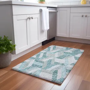 Luxury Washable Lorenzo Teal 1\'8\" x 2\'6\" Rug