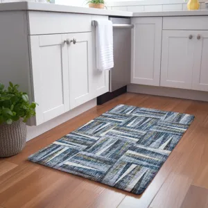 Luxury Washable Lorenzo Denim 1\'8\" x 2\'6\" Rug