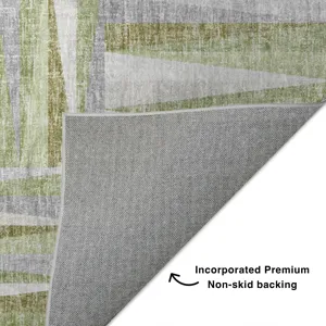 Luxury Washable Lorenzo Green 1\'8\" x 2\'6\" Rug