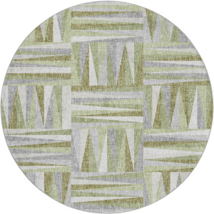 Luxury Washable Lorenzo Green 8' x 8' Round Rug