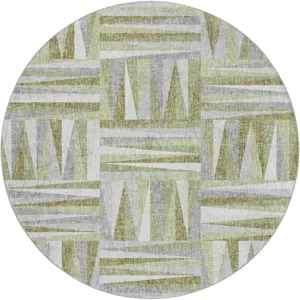 Luxury Washable Lorenzo Green 8\' x 8\' Round Rug