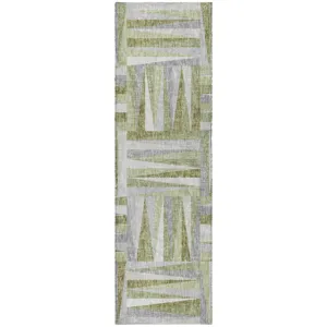 Luxury Washable Lorenzo Green 2\'3\" x 7\'6\" Runner Rug