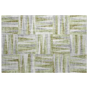 Luxury Washable Lorenzo Green 1\'8\" x 2\'6\" Rug