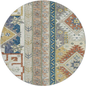 Luxury Washable Lorenzo Ivory 8' x 8' Round Rug