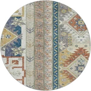 Luxury Washable Lorenzo Ivory 8\' x 8\' Round Rug