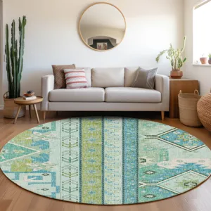 Luxury Washable Lorenzo Mint 8\' x 8\' Round Rug