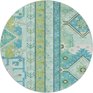 Luxury Washable Lorenzo Mint 8\' x 8\' Round Rug