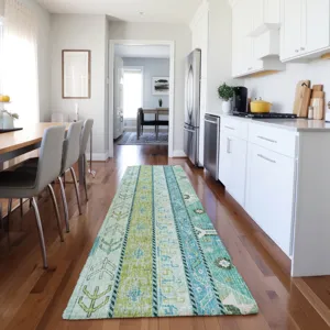 Luxury Washable Lorenzo Mint 2\'3\" x 7\'6\" Runner Rug
